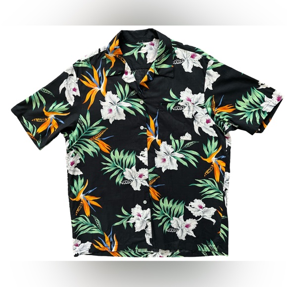 Mens Vintage Coors Beer Hawaiian Button Down Floral Shirt Size 2XL - Picture 1 of 4